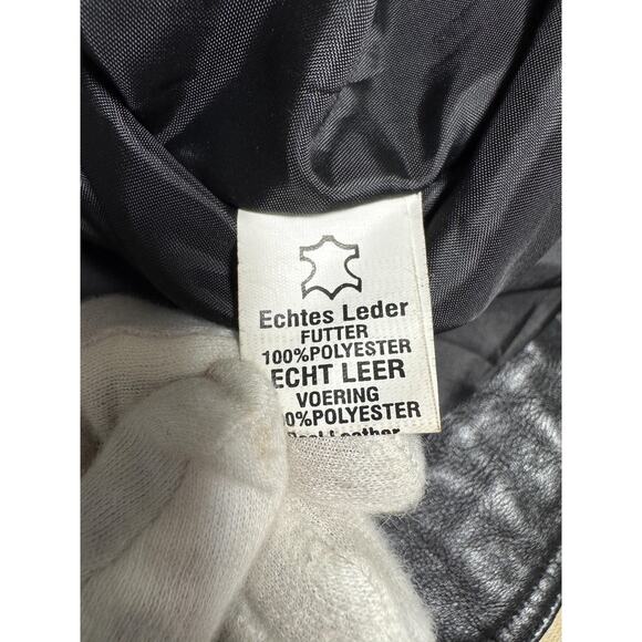 IK Leather Jacket Mens Large Black Biker Moto Asymmetrical Zip Quilted Ribbed - Picture 16 of 16